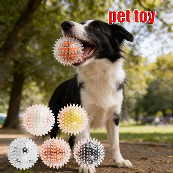 Tpr Spiky Textured Motion Ball With Inner Sphere Dog Toy - Self-Entertaining Distracting & Teeth Cleaning Chew Toy For Boredom Distraction - Dogs, Puppies, Indoor Outdoor Play,