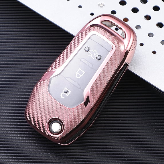 Tpu Carbon Fiber Car Flip Key Fob Case Cover for Ford F-150 for Escape Ecosport