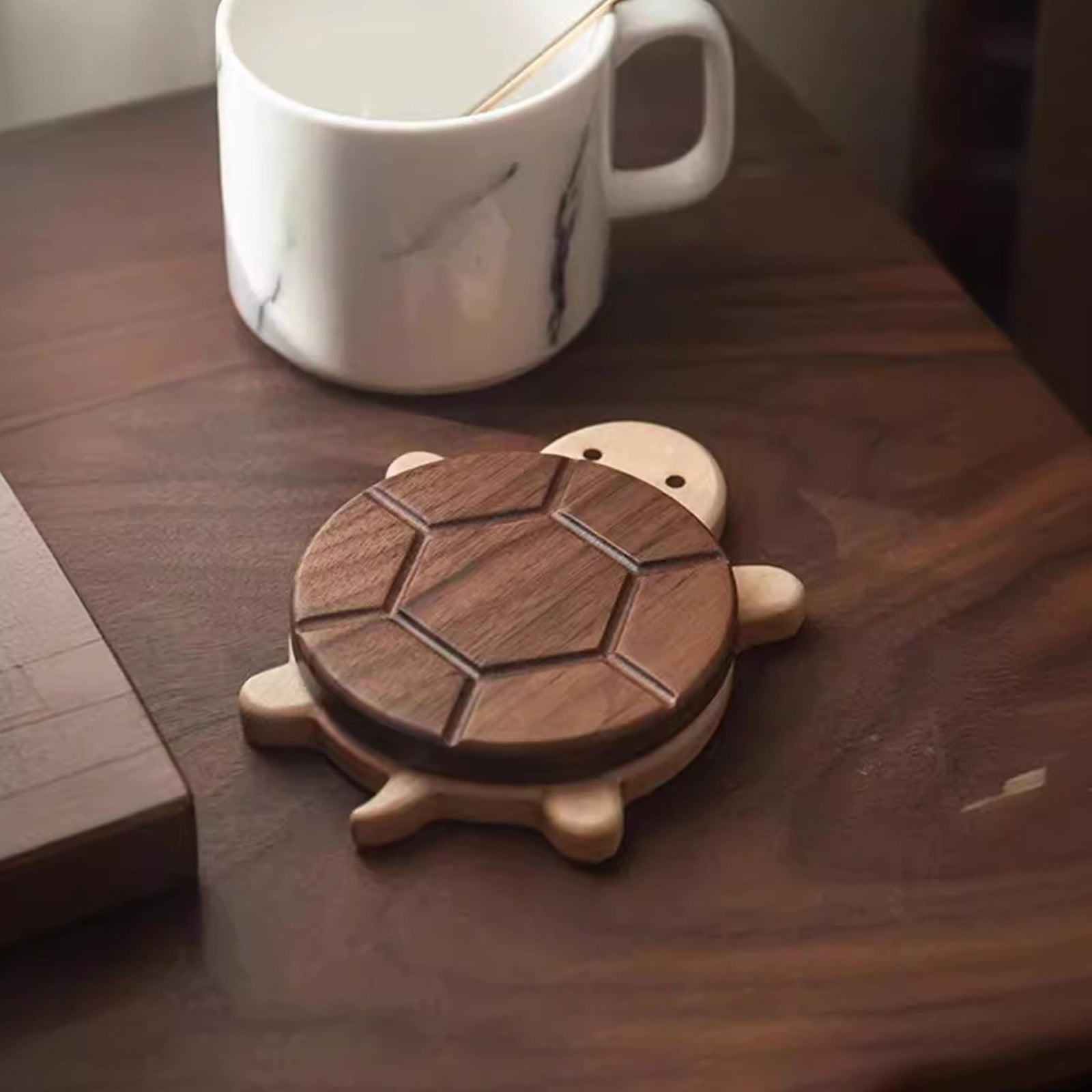 Tpzfurit Originality Cute Turtle Shape Black Walnut Wood Insulating Mat