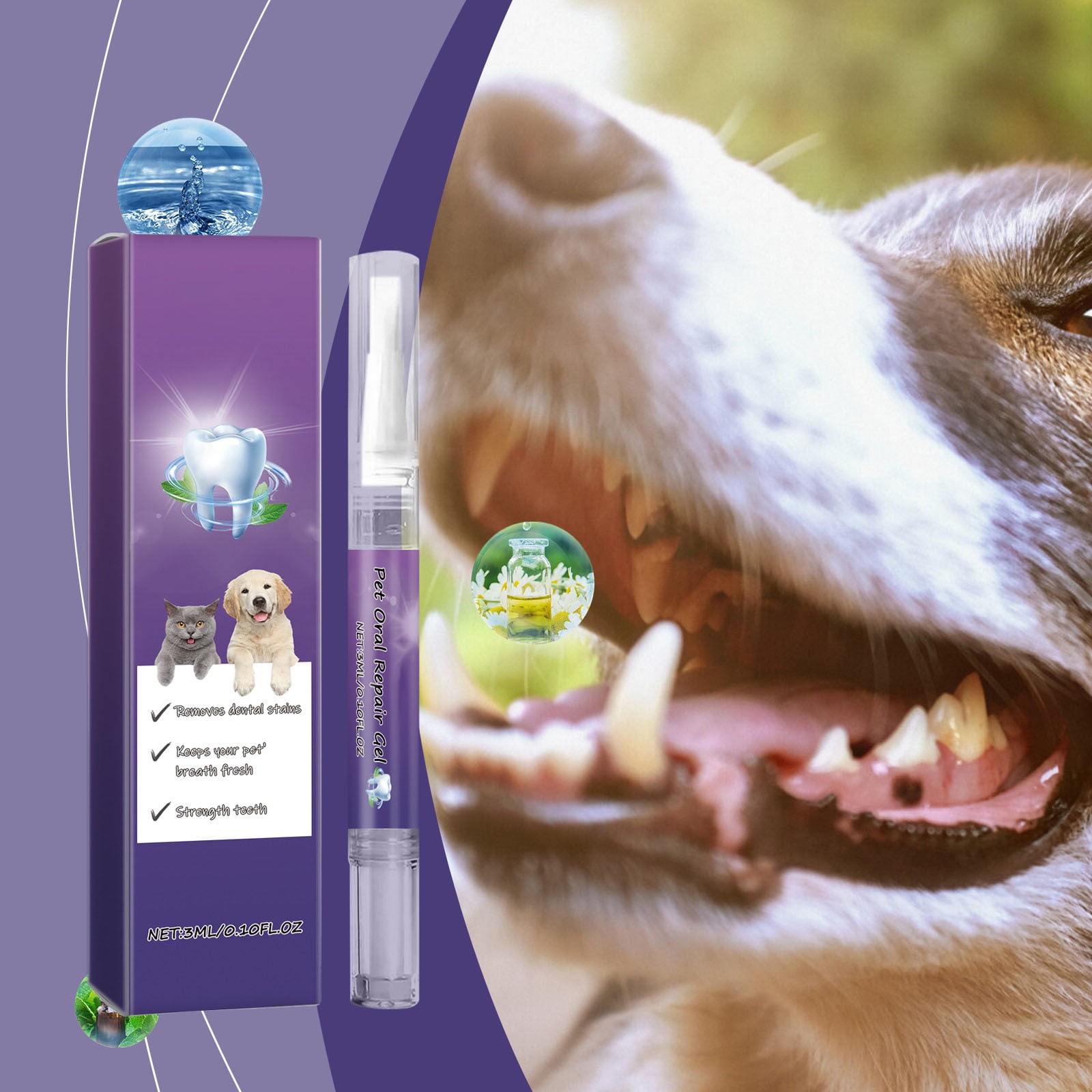 Tpzfurit Pet Breath Freshener FastActing Odor Removal & Gum