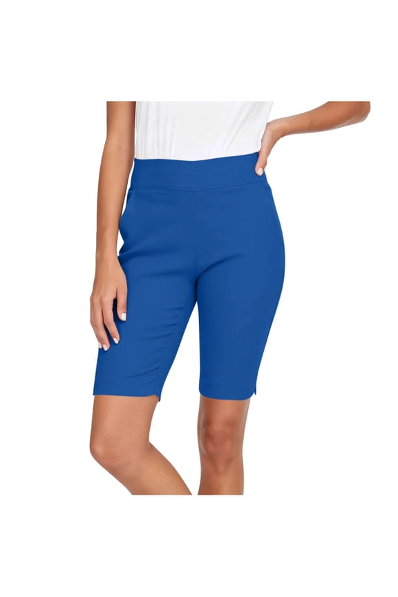 Bermuda Shorts for Women High Waist Pull On Stretch Jeggings Knee Length Side Slit Short,Blue Women's S-XXL
