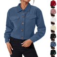 thumbnail image 1 of Tqcoqu Corduroy Jacket for Women, Long Sleeve Button Down Cropped Jacket, Dressy Casual Lightweight Crop Shackets with Pockets, Fall Winter Outwear,2026 Fashion Outfit, 1 of 10
