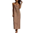 thumbnail image 1 of Tqcoqu Cotton Linen Sundress for Women,Summer Sleeveless Casual Loose Maxi Dress,Lightweight Beach Vacation Cami Dresses,Coffee Women's S-XXL, 1 of 9