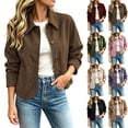 thumbnail image 1 of Tqcoqu Faux Suede Casual Cropped Fall Jacket for Women Trendy 2026, Button Down Short Casual Outwear with Pockets, 1 of 9