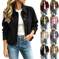 thumbnail image 1 of Tqcoqu Faux Suede Casual Cropped Fall Jacket for Women Trendy 2026, Button Down Short Casual Outwear with Pockets, 1 of 9