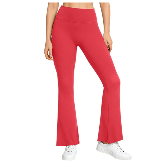 Tqcoqu Flare Leggings for Women,High Waist Lifting Up Yoga Pants,Business Workout Casual Slim Fit Pant for Daily,Hot Pink Women's S-XXL