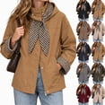 thumbnail image 1 of Tqcoqu Hooded Jacket for Women, Plaid Lining Long Sleeve Zip Button Front Coat with Detachable Hood and Pockets,Women's,Size S-XXL, 1 of 8