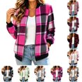 thumbnail image 1 of Tqcoqu Jackets for Women 2026 Lightweight Bomber Jacket Plaid Flannel Coat, Zip Up Long Sleeve Short Warm Coat with Pockets,Women's,Size S-XXL, 1 of 8