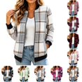 thumbnail image 1 of Tqcoqu Jackets for Women 2026 Lightweight Bomber Jacket Plaid Flannel Coat, Zip Up Long Sleeve Short Warm Coat with Pockets,Women's,Size S-XXL, 1 of 8