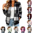 thumbnail image 1 of Tqcoqu Jackets for Women 2026 Lightweight Bomber Jacket Plaid Flannel Coat, Zip Up Long Sleeve Short Warm Coat with Pockets,Women's,Size S-XXL, 1 of 8