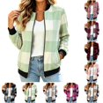 thumbnail image 1 of Tqcoqu Jackets for Women 2026 Lightweight Bomber Jacket Plaid Flannel Coat, Zip Up Long Sleeve Short Warm Coat with Pockets,Women's,Size S-XXL, 1 of 8