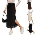 thumbnail image 1 of Tqcoqu Long Skirts for Women High Waisted Mesh Slit Split Skirt Casual Trendy Summer Maxi Skirts,Beige,Women's S-XL, 1 of 9