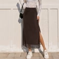 thumbnail image 1 of Tqcoqu Long Skirts for Women High Waisted Mesh Slit Split Skirt Casual Trendy Summer Maxi Skirts,Brown,Women's S-XL, 1 of 9