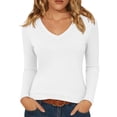 thumbnail image 1 of Tqcoqu Long Sleeve Womens Tops V Neck Casual Tunic Loose Fit Basic Shirts Trendy Tops for Women 2026, 1 of 8