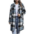 thumbnail image 1 of Tqcoqu Long Wool Blend Jacket for Women, Hooded Plaid Coat Oversized Button Down Shacket 2026 Fall Winter Casual Warm Trench Coats, 1 of 9