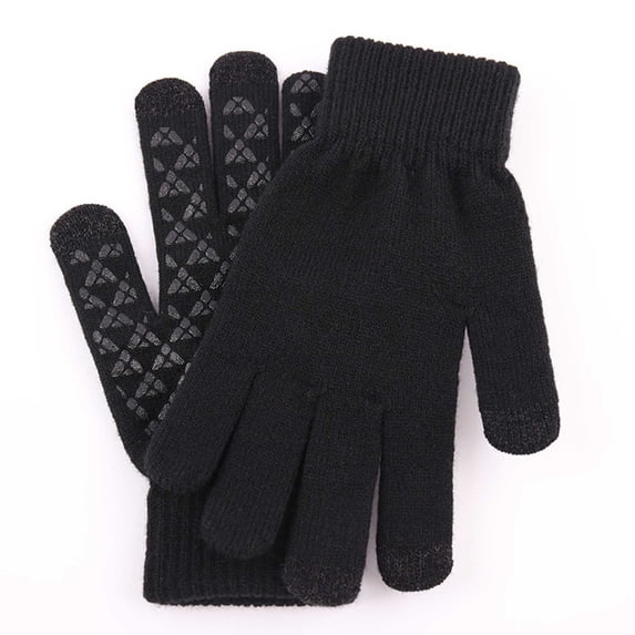 Tqcoqu Men Women Color Block Knitted Gloves, Warm Thick Winter Touch ...
