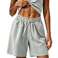 thumbnail image 1 of Tqcoqu Plus Size Shorts for Women High Waisted Casual Drawstring Summer Sweat Shorts Elastic Waist Wide Leg Fashion Outfit with Pockets,Gray Women's M-XXXXXL, 1 of 5