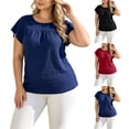 thumbnail image 1 of Tqcoqu Plus Size Tops for Women Summer 2026 Short Sleeve Shirts Tunics Round Neck Casual Loose Blouses,Black Women's L-XXXXL, 1 of 7