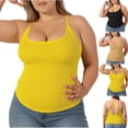 thumbnail image 1 of Tqcoqu Plus Size Women's Cami Tank Tops Cross Back Halter Sleeveless Summer Trendy Loose Casual Tops,Brown,Women's XL-XXXXL, 1 of 7