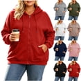 thumbnail image 1 of Tqcoqu Plus Size Women's Zip Up Hoodie, Casual Long Sleeve Drawstring Solid Hooded Sweatshirt Jacket with Pocket, 1 of 10