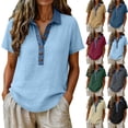 thumbnail image 1 of Tqcoqu Polo Shirts for Women Front Button V Neck Short Sleeve Womens Tops Casual Comfy Loose Fit T Shirts,Gray,Women's S-XXL, 1 of 7