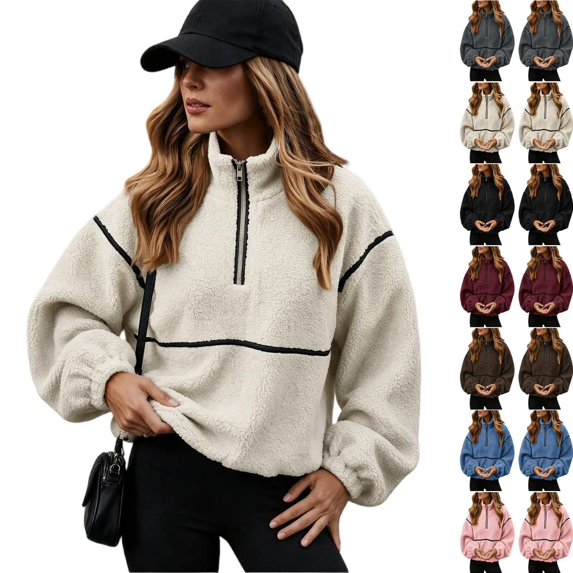 Tqcoqu Sherpa Jacket for Women, Fleece Zip Up Winter Fall Oversized Teddy Jackets, 2026 Fashion Clothing,Women's,Size S-XXL