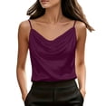 thumbnail image 1 of Tqcoqu Silk Sleeveless Camisole Tops Cowl Neck Satin Tank Top Basic Fit Spaghetti Strap Camisoles Blouses,Purple Women's S-XXL, 1 of 7