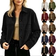 thumbnail image 1 of Tqcoqu Suede Jackets for Women,2026 Casual Button Down Cropped Jacket,Fall Long Sleeve Outerwear Coats Work Office Clothes, 1 of 7