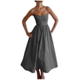 thumbnail image 1 of Tqcoqu Summer Bodycon Dresses for Women,Spaghetti Strap Low-Cut Sleeveless Maxi Dresses A Line Flowy Swing Dress,Gray Women's S-XXL, 1 of 5