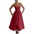 thumbnail image 1 of Tqcoqu Summer Bodycon Dresses for Women,Spaghetti Strap Low-Cut Sleeveless Maxi Dresses A Line Flowy Swing Dress,Wine Women's S-XXL, 1 of 5