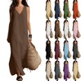 thumbnail image 1 of Tqcoqu Summer Dresses for Women,2026 Cotton Linen V Neck Sleeveless Maxi Dress,Casual Beach Side Slit Loose Flowy Sundresses, 1 of 9