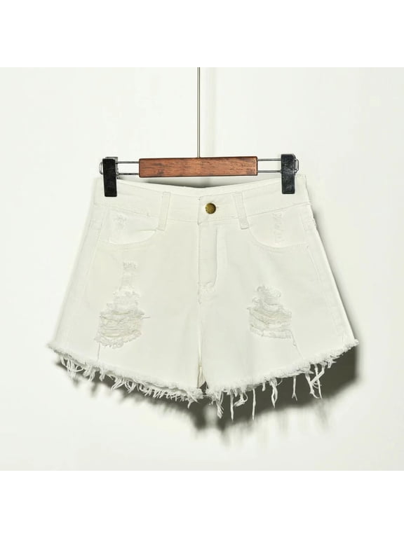 Summer Jeans Shorts for Women, Women's Clothes Plus Size Ripped Denim Shorts Going Out Shorts,White,Women's S-XXXXXL