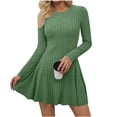 thumbnail image 1 of Tqcoqu Sweater Dress for Women Fall 2026 Long Sleeve Crew Neck Ribbed Knit Fit and Flare A-Line Dresses, 1 of 9
