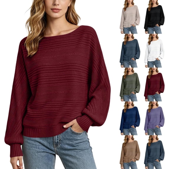 Tqcoqu Sweater for Women Long Sleeve Knit Tops,Casual Lightweight Pullover Ribbed Knit Sweater Fall Pullover Tops,Loose Fit Casual Sweaters