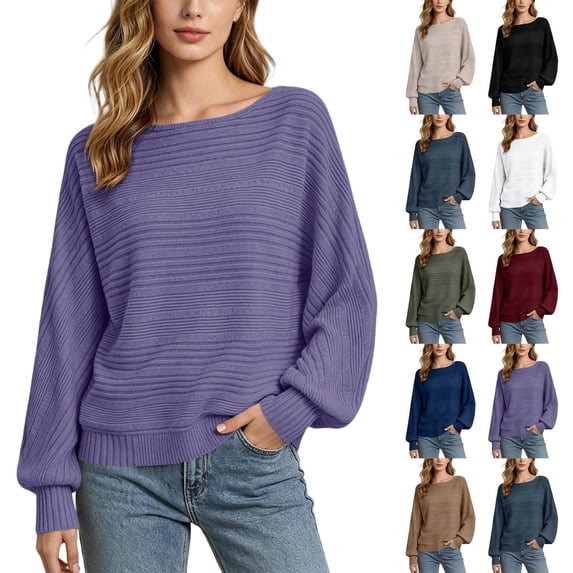 Tqcoqu Sweater for Women Long Sleeve Knit Tops,Casual Lightweight Pullover Ribbed Knit Sweater Fall Pullover Tops,Loose Fit Casual Sweaters
