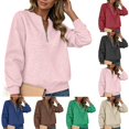 thumbnail image 1 of Tqcoqu Sweatshirt For Women Texture Zip V Neck Solid Color Winter Fall Sweatshirts Casual Comfy Outfits Pullover, 1 of 9