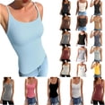 thumbnail image 1 of Tqcoqu Tank Tops with Built in Bras for Women Spaghetti Strap Camisole Casual Padded Sleeveless Ribbed Shirts,A-Black,Women's S-XXL, 1 of 9