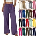 thumbnail image 1 of Tqcoqu Wide Leg Pants for Women Flowy Palazzo Drawstring Elastic Waist Summer Business Casual Beach Vacation Pants,Hot Pink,Women's S-XXL, 1 of 9