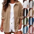thumbnail image 1 of Tqcoqu Women Corduroy Shacket Button Down Loose Long Sleeve Casual Jacket, Button Down Front with Dual Pockets,Women's,Size S-XXXL, 1 of 9