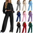 thumbnail image 1 of Tqcoqu Women's 2 Piece Set 2026,Solid Crop Crew Neck Sweatshirt & Elastic Waist Wide Leg Sweatpants 2 Piece Tracksuit Outfit Set,Casual Two Piece Outfit, 1 of 7