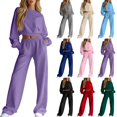 thumbnail image 1 of Tqcoqu Women's 2 Piece Set 2026,Solid Crop Crew Neck Sweatshirt & Elastic Waist Wide Leg Sweatpants 2 Piece Tracksuit Outfit Set,Casual Two Piece Outfit, 1 of 7
