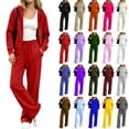 thumbnail image 1 of Tqcoqu Women's 2 Piece Zip Up Hoodie Tracksuit Set, Long Sleeve Hooded Jacket & Drawstring Elastic Waist Pocket Wide Leg Pants Casual Two Piece Outfit, 1 of 8