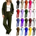 thumbnail image 1 of Tqcoqu Women's 2 Piece Zip Up Hoodie Tracksuit Set, Long Sleeve Hooded Jacket & Drawstring Elastic Waist Pocket Wide Leg Pants Casual Two Piece Outfit, 1 of 7