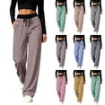 thumbnail image 1 of Tqcoqu Women's 2026 Striped Wide Leg Pants Sweatpants with Pocket, Knit Drawstring Elastic Waist Pj Bottom Casual Pants, Daily Home Wear Fall Outfits,Women's,Size S-XXL, 1 of 9