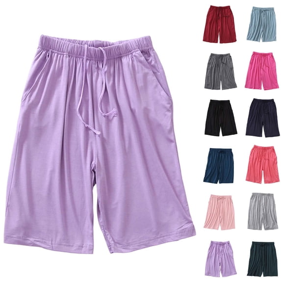 Tqcoqu Women's Butt Lift Bermuda Shorts,High Waisted Plus Size Trousers for Women,Ladies Lightweight Pants with Pockets & Drawstring,Hot Pink-a Women's M-XXXXXL