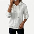 thumbnail image 1 of Tqcoqu Women's Cable Knit Textured Hooded Sweatshirt,Drawstring Long Sleeve Casual Pullover Tops,2026 Fall Winter Trendy Clothes,White Women's S-XXL, 1 of 5