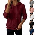 thumbnail image 1 of Tqcoqu Women's Cable Knit Textured Pullover Hoodie,Drawstring Hood Long Sleeve Loose Casual Sweatshirt Tops For Fall Winter,Wine Women's S-XXL, 1 of 7