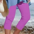 thumbnail image 1 of Tqcoqu Women's Capri Pants High Waist Workout Leggings Summer Yoga Cropped Pants Tights Casual Pants,Purple,Women's M-XXXXL, 1 of 5