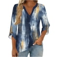 thumbnail image 1 of Tqcoqu Women's Casual Loose Tunic Tops Blouses,V Neck 3/4 Sleeve Floral Print Fit Tops,Navy Women's S-XL, 1 of 7