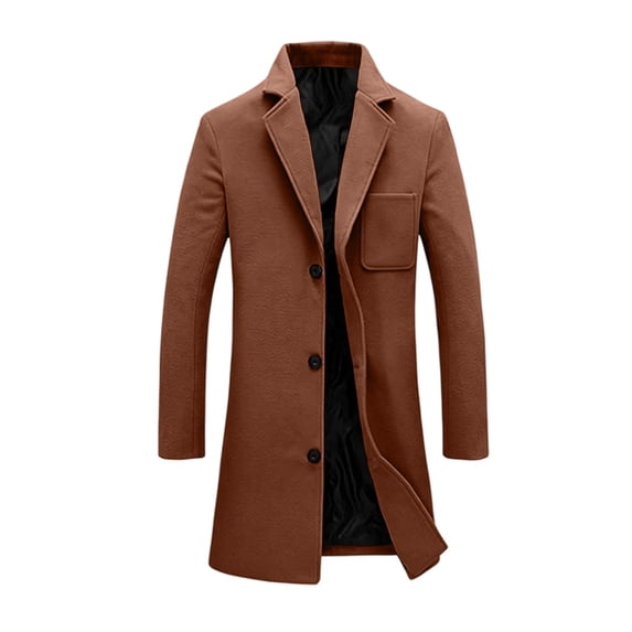 Tqcoqu Women's Coat Fall Winter Casual Single Breasted Overcoat Mid-Length Notched Lapel Coat